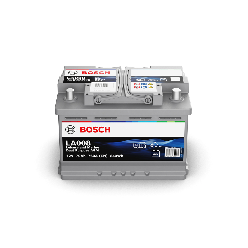Акумуляторна батарея 70А АКБ BOSCH ТЯГОВИЙ L DUAL PURPOSE AGM ПРАВ [+] 12V 70AH 760A 278*1 (0 092 LA0 080) Bosch фото 2