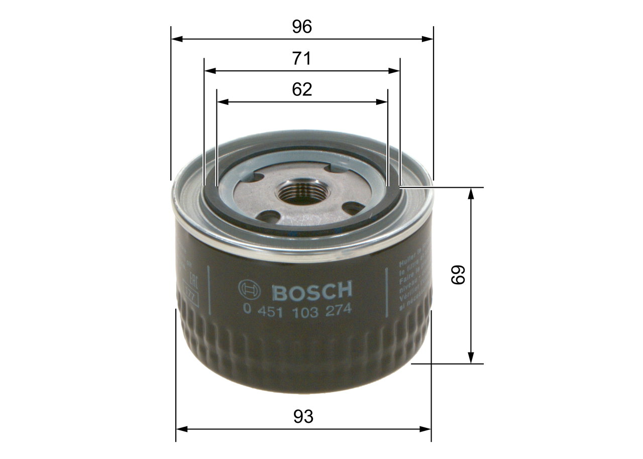 Фільтр масляний Lada (h=69 mm) Bosch фото 11