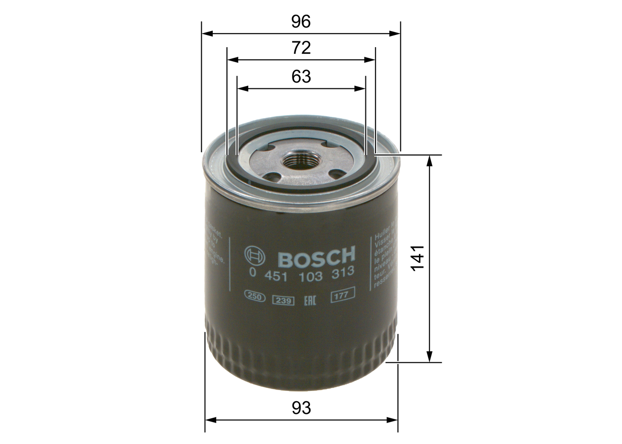 Фільтр масляний VW Passat/Audi A4/A6/A8 2.4-3.0 91-05 (h=114mm) Bosch фото 9