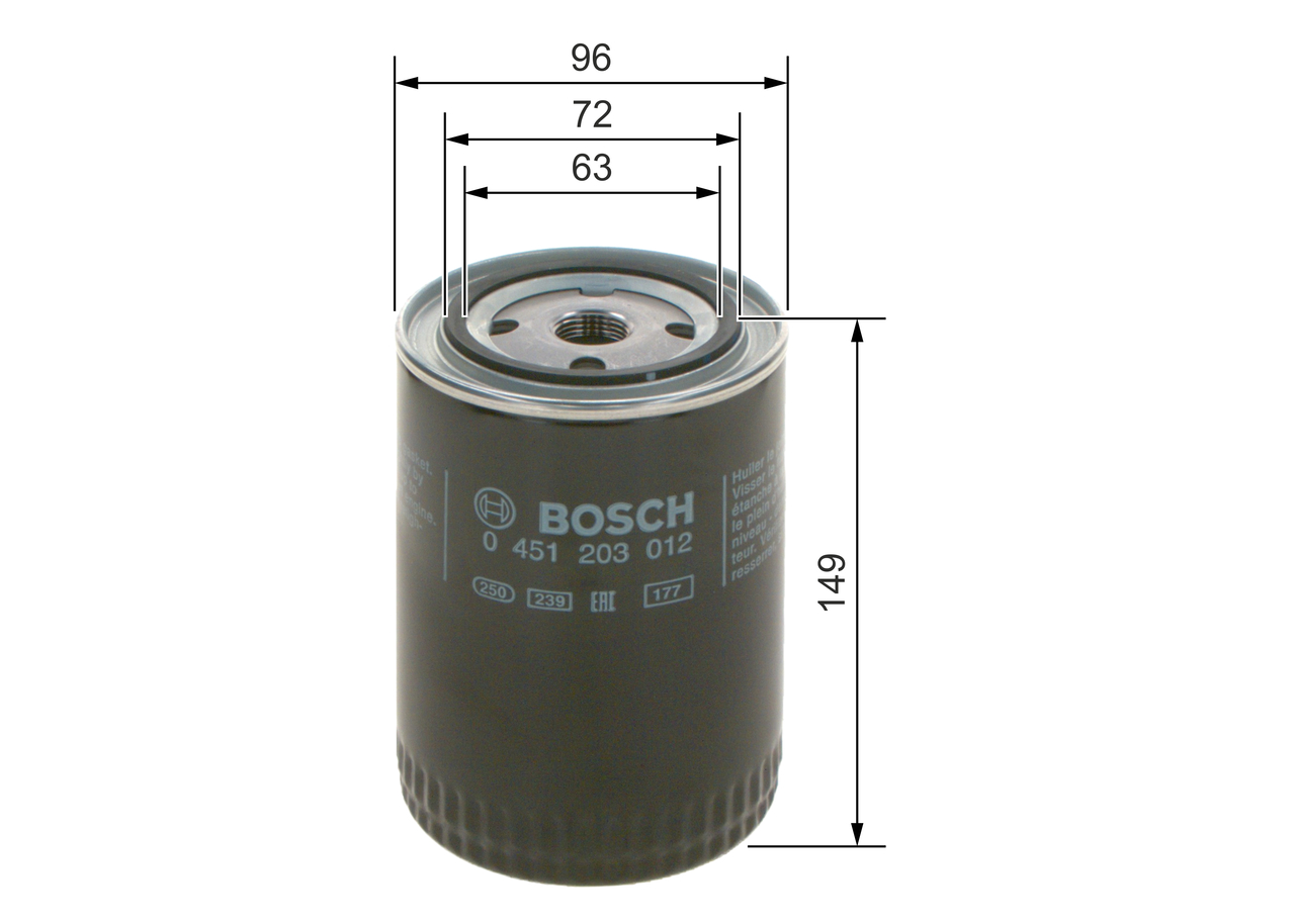 Фільтр масляний VW Caddy I-II/T3/LT 28-35 1.9TD/2.4i 81-05 Bosch фото 7