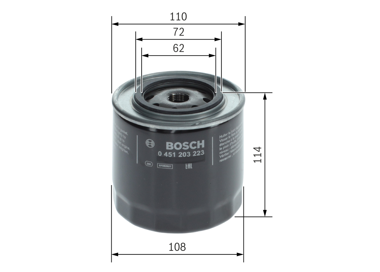 Фільтр масляний VW TRANSPORTER T4 (70A, 70H, 7DA, 7DH) 1.9 TD 1990.07 - 2003.04 BOSCH (0451203223) Bosch фото 7