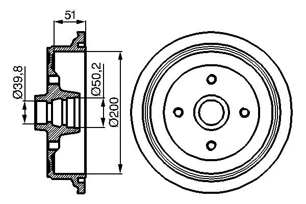 Барабан гальмівний AUDI 80 B3 ЛІФТБЕК (893, 894, 8A2) 1.6 1986.06-1991.10 BOSCH (0 986 477 016) Bosch фото 2