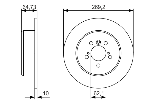 Диск гальмівний TOYOTA CAMRY ЛІФТБЕК (_V3_) 2.4 2001.08-2006.11 BOSCH (0 986 479 R00) Bosch фото 2