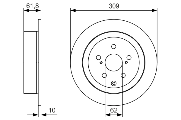 Диск гальмівний TOYOTA HIGHLANDER / KLUGER (_U5_) 3.5 2013.12- BOSCH (0 986 479 T04) Bosch фото 2