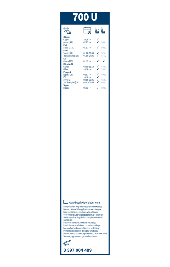 Щітка склоочисника КАРКАСНИЙ TWIN/700 MM/700 U BOSCH (3 397 004 489) Bosch фото 2