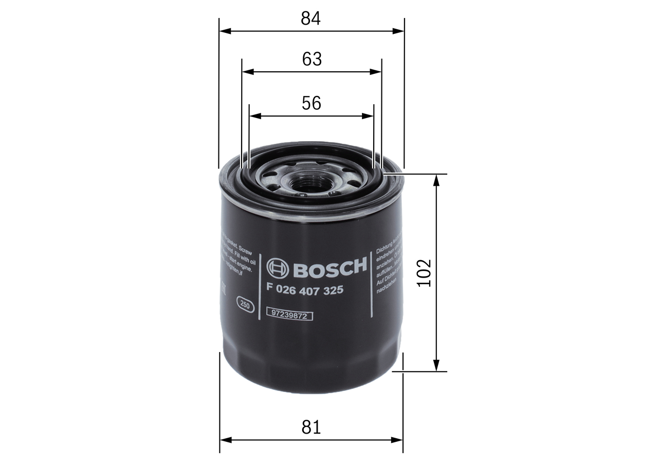 Фільтр масляний SUBARU FORESTER (SH_) 2.0 D AWD (SHH, SHD, SHN) 2007.12 - BOSCH (F026407325) Bosch фото 2