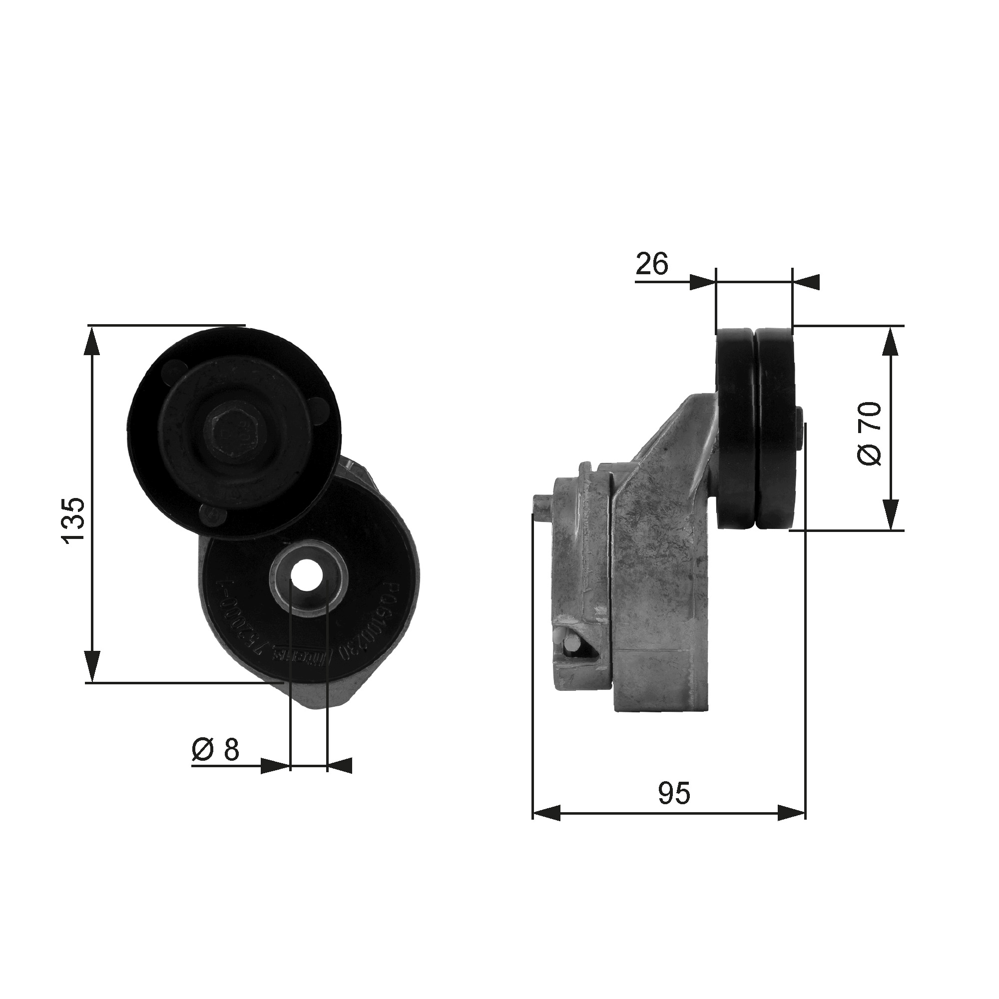 Роликовий модуль натягувача ременя ROVER/LAND ROVER 2.0DI 00- GATES (T38430) Gates фото 2