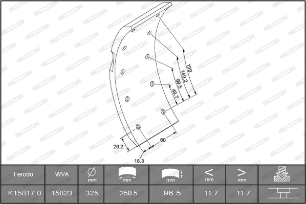 Гальмівні накладки FE K15817.0-F3652 для DAF 45 FA 45.160 C08