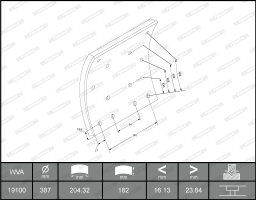 Гальмівні накладки FE K19099.0-F3653 для IVECO EuroTech MP 240 E 34