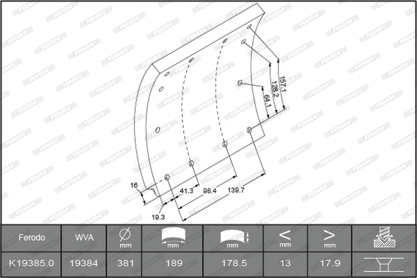 Гальмівні накладки FE K19385.0-F3658 для IVECO TurboTech 190-32