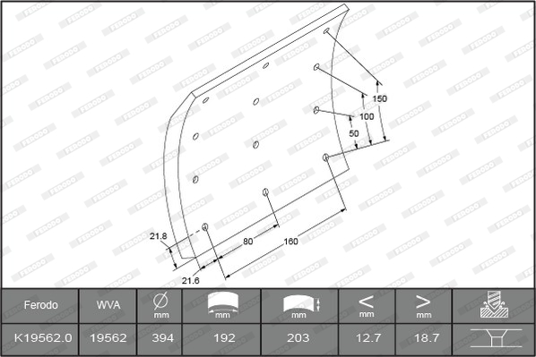 Гальмівні накладки FE K19562.0-F3554 для VOLVO N 10 N 10/300