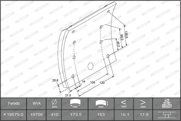 Гальмівні накладки FE K19579.0-F3539 для VOLVO NL NL 243