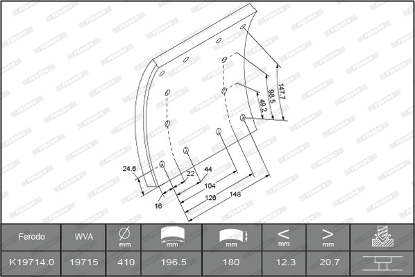 Гальмівні накладки FE K19714.0-F3656 для IVECO EuroTech MP 240 E 34