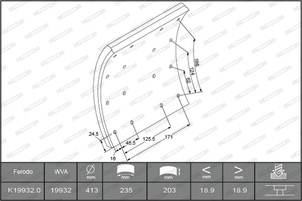 Гальмівні накладки FE K19932.0-F3745 для SCANIA 3 - series 143 H/420