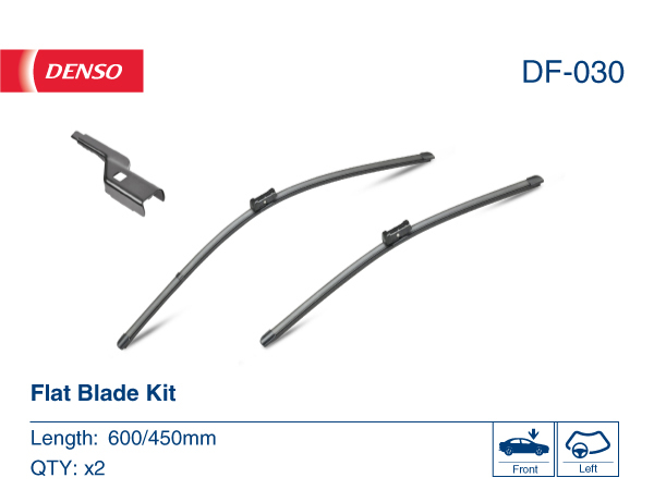 Щітка склоочисника К-Т БЕЗКАРКАСНИЙ 600/450 MM / LHD / KIA CEE'D (06-12), HYUNDAI I3 DENSO (DF-030) Denso фото 2