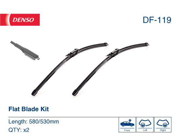 Щітка склоочисника К-Т БЕЗКАРКАСНИЙ 580/530 MM/LHD/RHD/SMART FORTWO (451) (07-) DENSO (DF-119) Denso фото 2