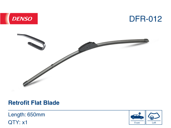Щітка склоочисника БЕЗКАРКАСНИЙ (650 ММ) (1 ШТ) (КРІПЛЕННЯ ГАЧОК) DENSO (DFR012) Denso фото 2