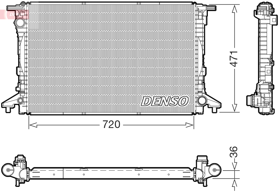 Радіатор охолоджування AUDI / BENTLEY / VW A4 / A5 / A6 / Q5 / Q7 / Q8 / BENTAYGA / TOUA DENSO (DRM02047) Denso фото 2