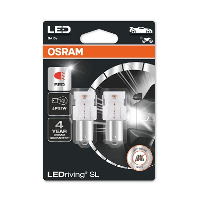 Автолампа світлодіодна P21W LED 12V 1.4W BA15S / LEDRIVING® SL / RED - ЧЕРВОНИЙ / 2 ШТ. OSRAM (7506DRP-02B) osram фото 2