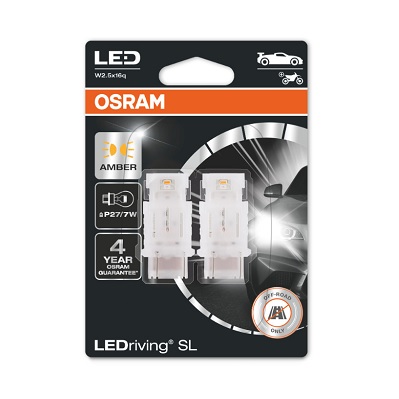 Автолампа світлодіодна P27/7W LED 12V 1.9W W2.5X16Q / LEDRIVING® SL / YELLOW - ЯНТАРНИЙ- OSRAM (3157DYP-02B) osram фото 2