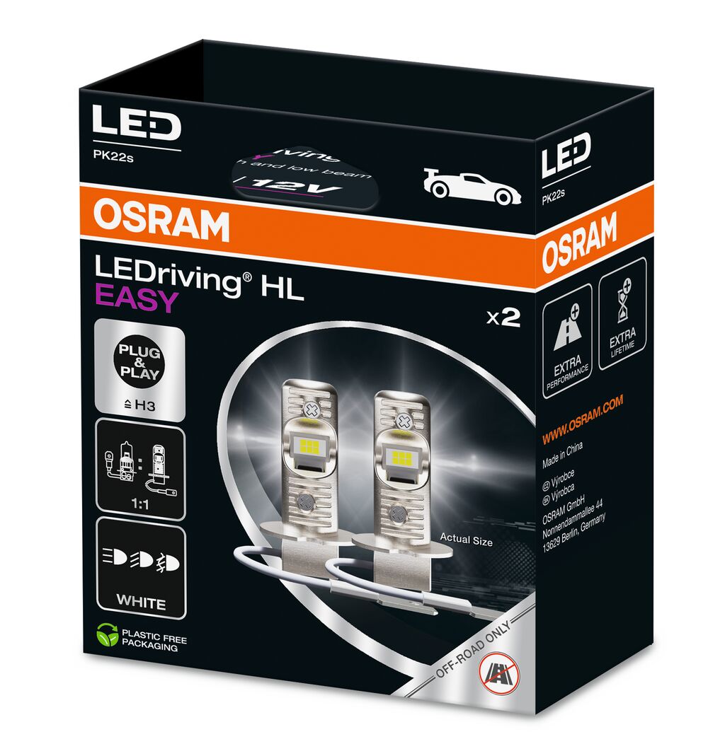 Комплект світлодіодних автоламп H3 LED 12V 8W 6500K PK22S / LEDRIVING® HL EASY / COOL WHITE - ХОЛ OSRAM (64151DWESY-2HB) osram фото 2
