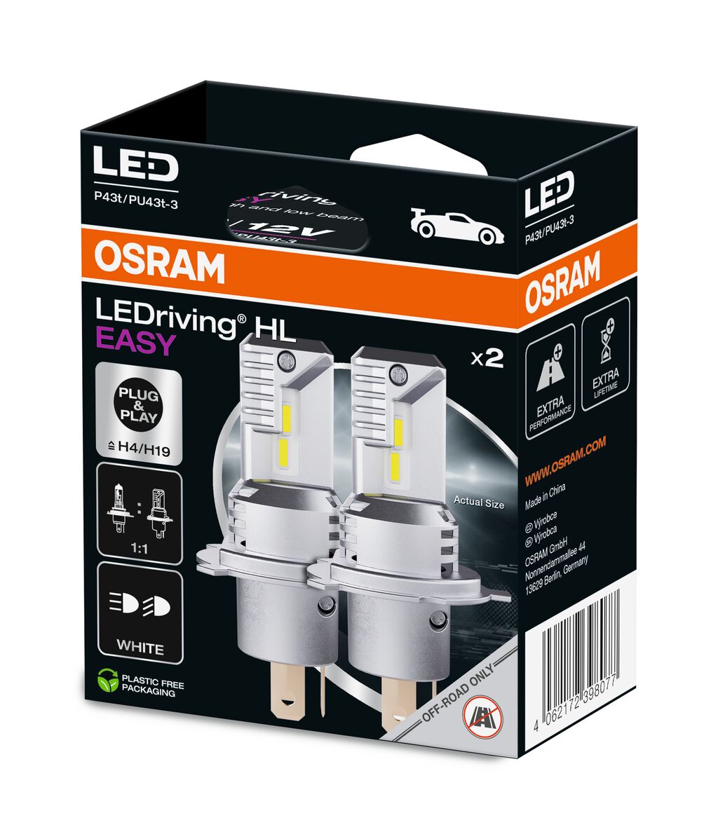 Комплект світлодіодних автоламп H4/H19 LED 12V 19/18.7W 6500K P43T/PU43T-3 / LEDRIVING® HL EASY / OSRAM (64193DWESY-2HB) osram фото 2