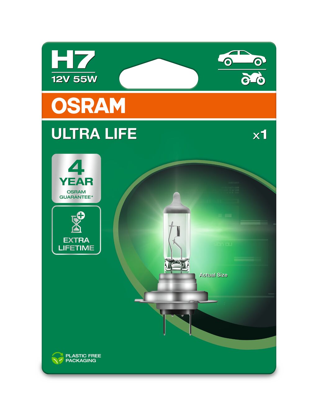Автолампа галогенова 55W H7 12V 55W PX26D / ULTRA LIFE - В 4 РАЗИ ЗБІЛЬШЕНО СТРОК СЛУЖБИ / OSRAM (64210ULT-1BL) osram фото 2