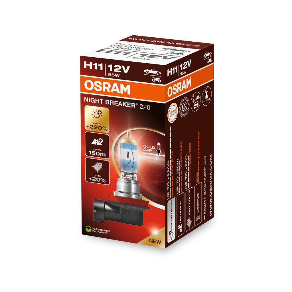 Автолампа галогенова 55W H11 12V 55W 3750K PGJ19-2 / NIGHT BREAKER® 220 - НА 220% БІЛЬШЕ С OSRAM (64211NB220) osram фото 2