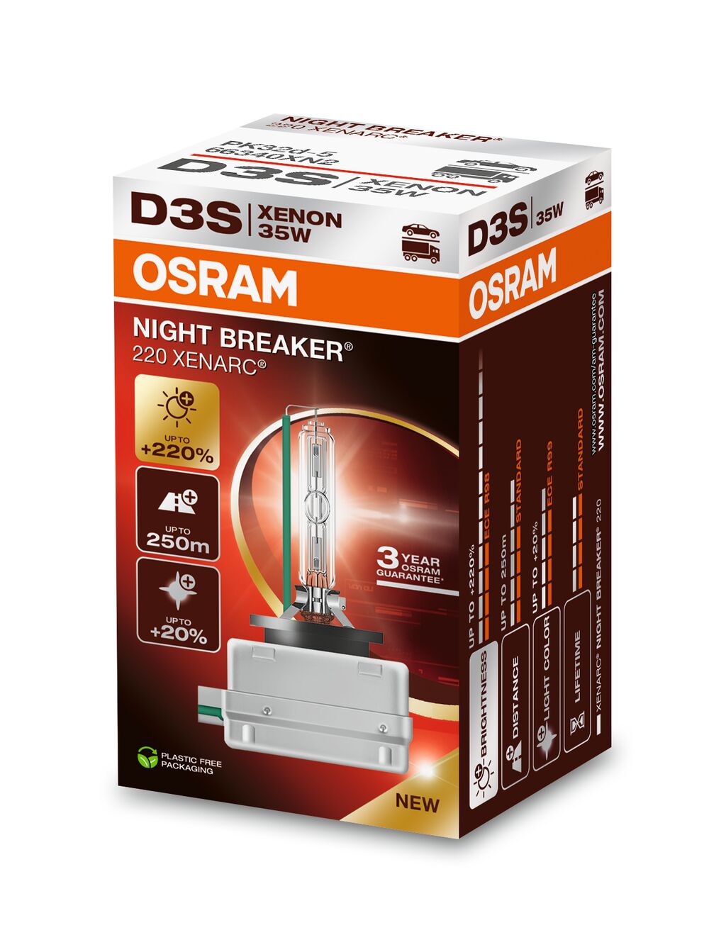 Автолампа ксенонова D3S 42V 35W 4400K PK32D-5 / XENARC® NIGHT BREAKER® 220 - НА 220% OSRAM (66340XN2) osram фото 2
