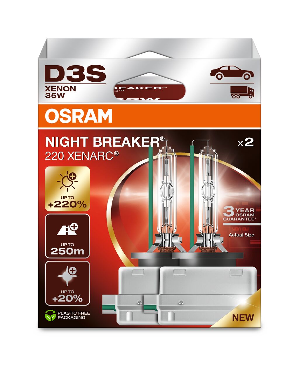 Автолампа ксенонова D3S 42V 35W 4400K PK32D-5 / XENARC® NIGHT BREAKER® 220 - НА 220% OSRAM (66340XN2-2HB) osram фото 2