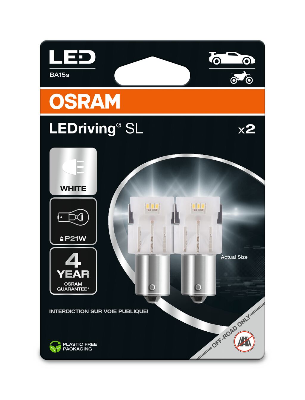 Автолампа світлодіодна P21W LED 12V 1.4W 6000K BA15S / LEDRIVING® SL / COOL WHITE - ХОЛО OSRAM (7506DWP-2BL) osram фото 2