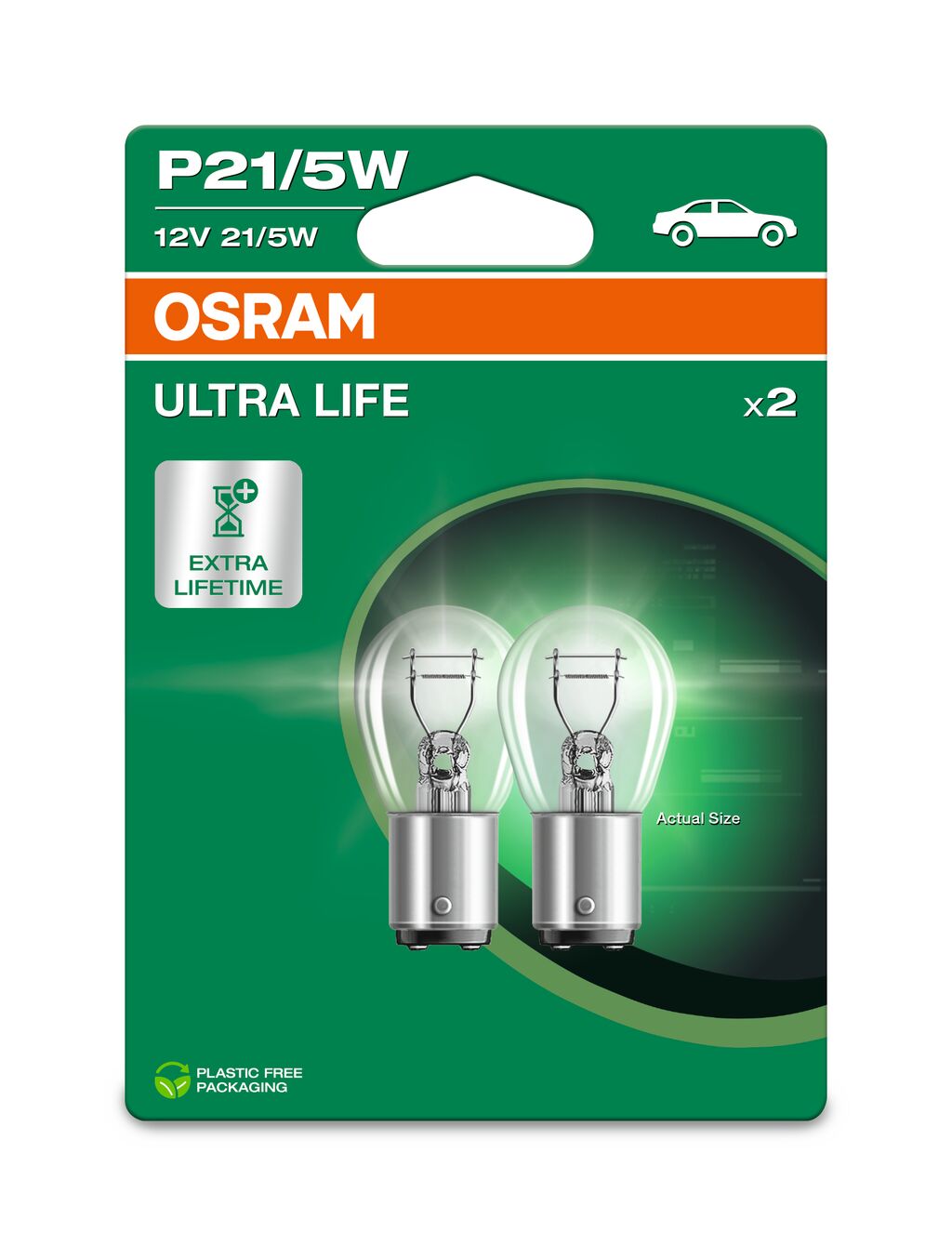 Автолампа 21/5W P21/5W 12V 21/5W BAY15D / ULTRA LIFE - В 4 РАЗИ ЗБІЛЬШЕНО СТРОК С OSRAM (7528ULT-2BL) osram фото 2