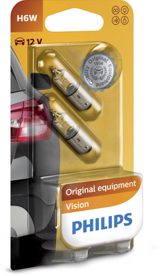 Автолампа 6W H6W 12V 6W BAX9S/STANDARD/2ШТ. BLISTER PHILIPS (12036B2) Philips фото 2