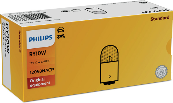 Автолампа 10W RY10W 12V 10W BAU15S/STANDARD/КРАТН. X10 PHILIPS (12093NACP) Philips фото 2