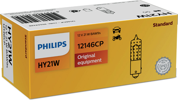 Автолампа 21W HY21W 12V 21W BAW9S/ПОМАРАНЧЕВА/КРАТН. Х10 PHILIPS (12146CP) Philips фото 2