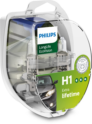 Автолампа галогенова 55W H1 12V 55W P14,5S / LONGERLIFE ECOVISION - В 4РАЗИ ЗБІЛЬШЕНО СТРО PHILIPS (12258LLECOS2) Philips фото 2