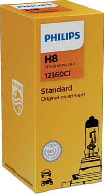 Автолампа галогенова 35W H8 12V 35W PGJ19-1/STANDARD PHILIPS (12360C1) Philips фото 2