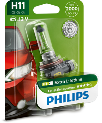 Автолампа галогенова 55W H11 12V 55W PGJ19-2 / LONGERLIFE ECOVISION - В 4 РАЗИ ЗБІЛЬШЕНО С PHILIPS (12362LLECOB1) Philips фото 2
