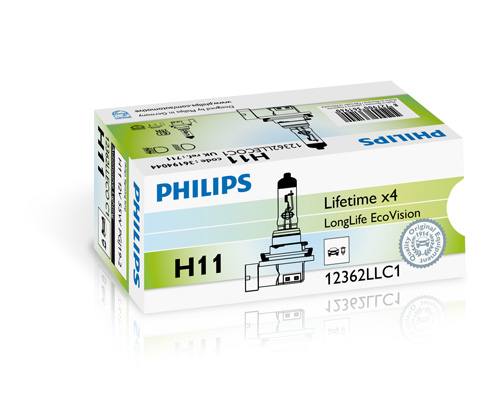 Автолампа галогенова 55W H11 12V 55W PGJ19-2 / LONGERLIFE ECOVISION - В 4 РАЗИ ЗБІЛЬШЕНО С PHILIPS (12362LLECOC1) Philips фото 2