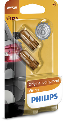 Автолампа 5W WY5W 12V 5W W2,1X9,5D/STANDARD ПОМАРАНЧЕВИЙ/2ШТ. BLISTER PHILIPS (12396NAB2) Philips фото 2
