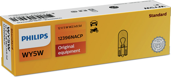 Автолампа 5W WY5W 12V 5W W2,1X9,5D/STANDARD ПОМАРАНЧЕВИЙ/КРАТН. X10 PHILIPS (12396NACP) Philips фото 2