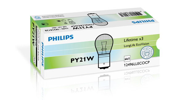 Автолампа 21W PY21W 12V 21W BAU15S / LONGERLIFE ECOVISION - В 4 РАЗИ ЗБІЛЬШЕНО PHILIPS (12496LLECOCP) Philips фото 2