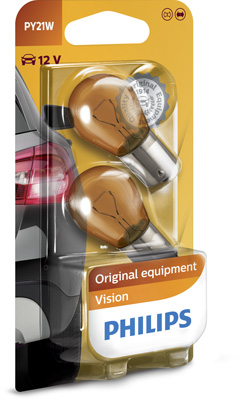 Автолампа 21W PY21W 12V 21W BAU15S/2ШТ. BLISTER PHILIPS (12496NAB2) Philips фото 2