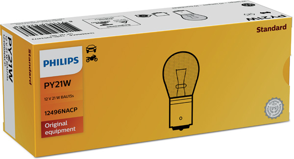 Автолампа 21W PY21W 12V 21W BAU15S/КРАТН. X10 PHILIPS (12496NACP) Philips фото 2