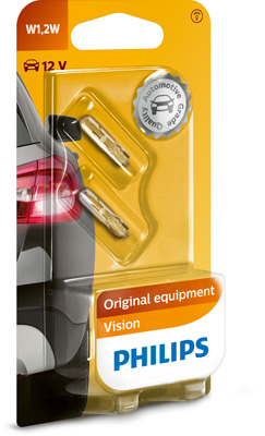 Автолампа 1.2W W1,2W 12V 1,2W W2X4,6D/STANDARD/2ШТ. BLISTER PHILIPS (12516B2) Philips фото 2