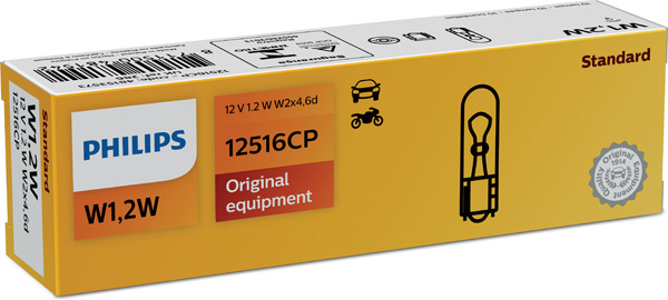 Автолампа 1.2W W1,2W 12V 1,2W W2X4,6D/STANDARD/КРАТН. X10 PHILIPS (12516CP) Philips фото 2
