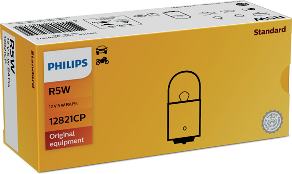 Автолампа 5W R5W 12V 5W BA15S/STANDARD/КРАТН. X10 PHILIPS (12821CP) Philips фото 2