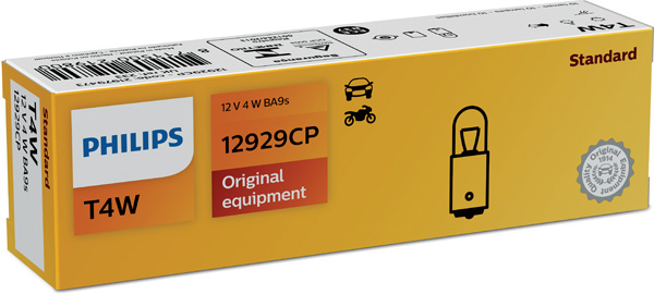 Автолампа 4W T4W 12V BA9S 4W/STANDARD/КРАТН. X10 PHILIPS (12929CP) Philips фото 2