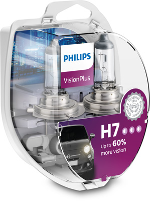 Автолампа галогенова 55W H7 12V 55W PX26D / VISIONPLUS - НА 60% ЗБІЛЬШЕНИЙ СВІТЛОВИЙ ПОТІК PHILIPS (12972VPS2) Philips фото 2