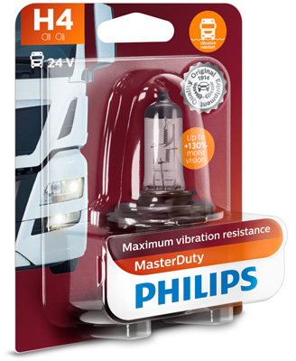 Автолампа галогенова 75/70W H4 24V 75/70W P43T/MASTERDUTY/1ШТ. BLISTER PHILIPS (13342MDB1) Philips фото 2